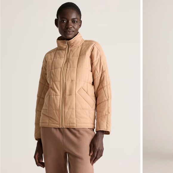 Quince Jackets & Blazers - NWT Quince Organic Cotton Quilted Knit Jacket Tan Size XS
